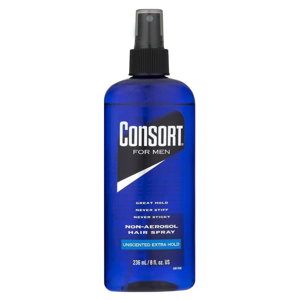 Consort Hair Spray for Men, Extra Hold Unscented, Non-Aerosol 8 oz (Pack of 4)