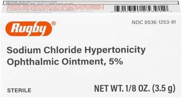Rugby Sodium Chloride Hypertonicity Ophthalmic Ointment 5% 0.125 Oz (3 Pack)