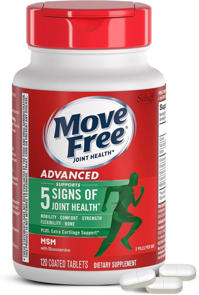 Move Free Advanced 120 Tablets (40 servings) Glucosamine Chondroitin MSM Joint Support Supplement, Supports Mobility Comfort Strength Flexibility & Bone