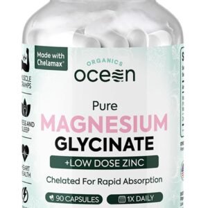 Pure Magnesium Glycinate with Zinc 90 Capsule - Maximum Strength Chelated Magnesium Supplement for Women and Men for Muscle Cramps and Sleep Support