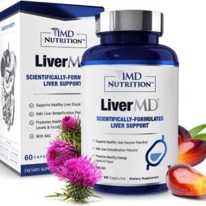 1MD Nutrition LiverMD - Liver Support Supplement | Siliphos Milk Thistle Extract & NAC - Supports Healthy Energy, Immunity & Overall Health - Liver Cleanse & Support | 60 Capsules