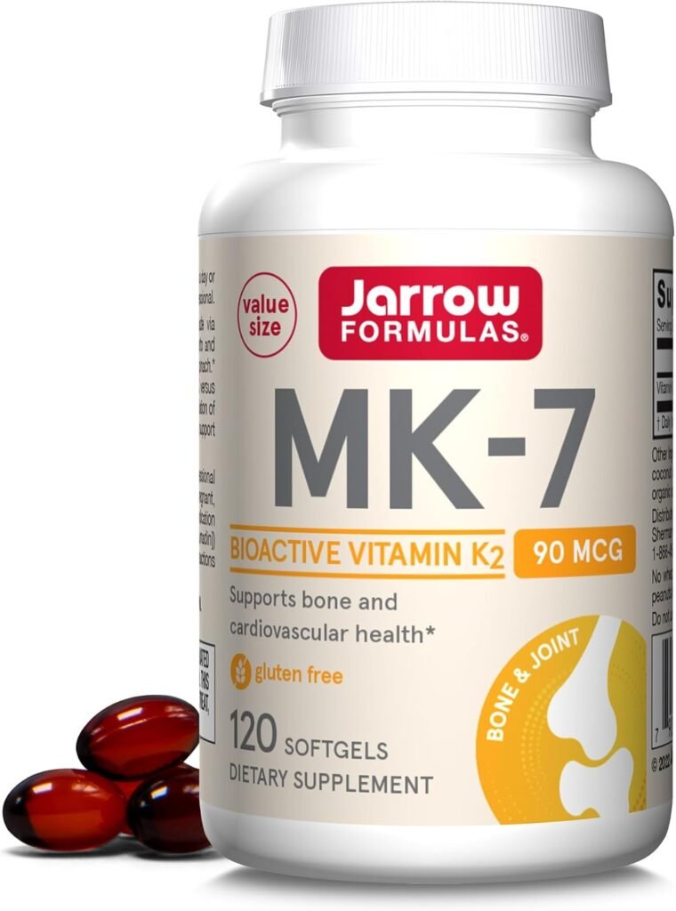 Jarrow Formulas MK-7 90 mcg - Vitamin K2 Supplement for Bone & Heart Health - 120 Softgels