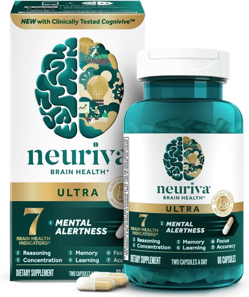 NEURIVA Ultra Decaf Nootropic 60 Capsules Supplement for Memory & Focus