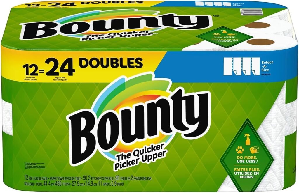 Bounty Paper Towels 98 Not all spills are the same, but these Select-A-Size paper towels let you choose just the right amount to handle any mess.