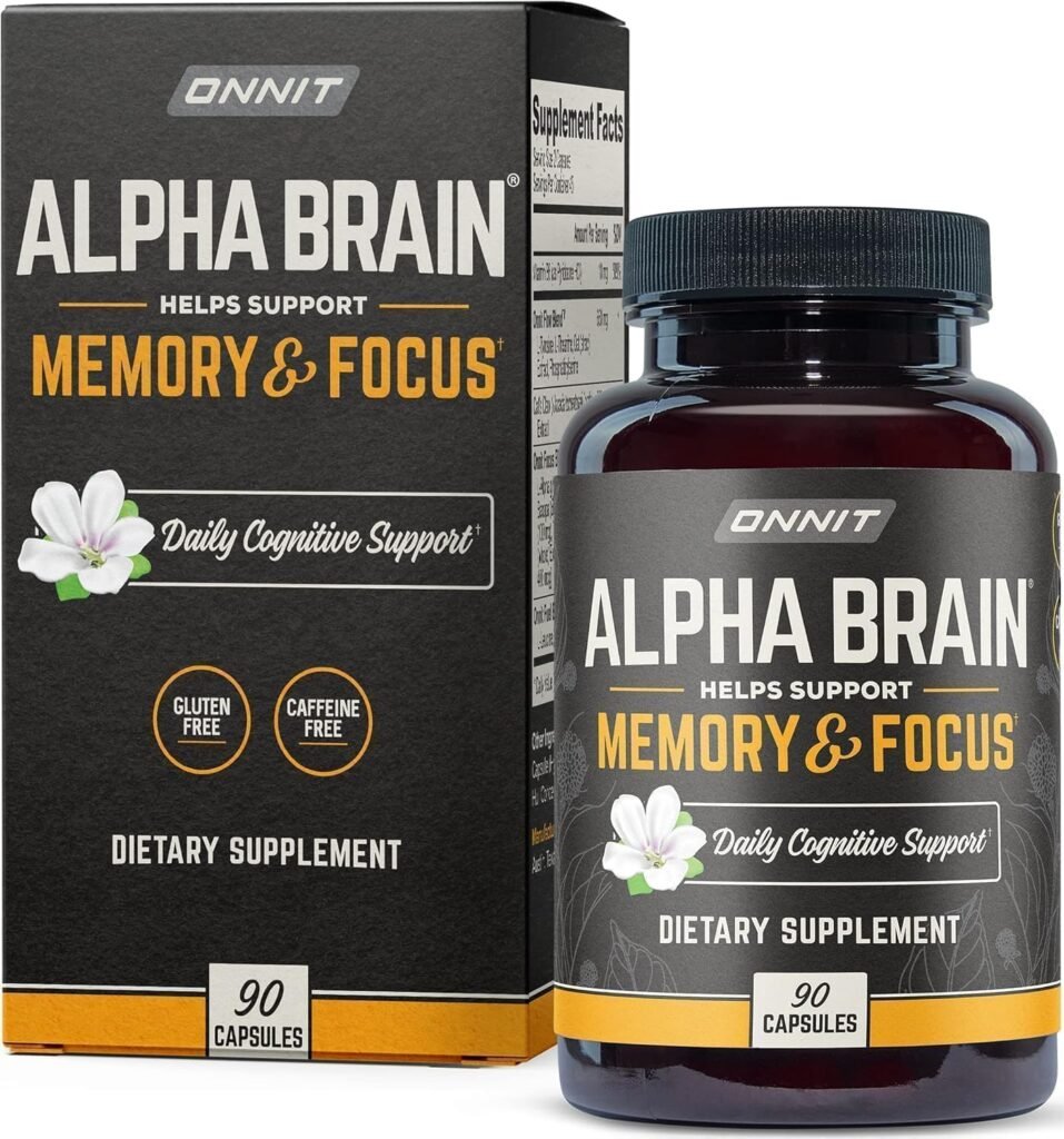 Alpha-Brain 90 Count Cognitive Enhancement Nootropic Capsules - Memory Support, Mental Clarity & Focus - Brain Health Supplement with L-Theanine, Vitamin B6 & Phosphatidylserine